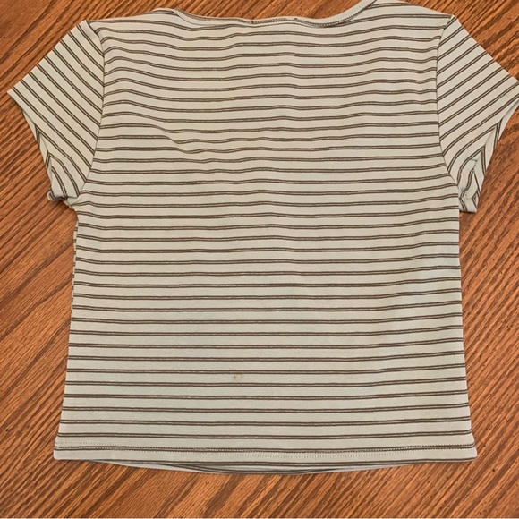 Forever 21 short sleeve green and brown crop STRIPED Size M NWT - Picture 2 of 6